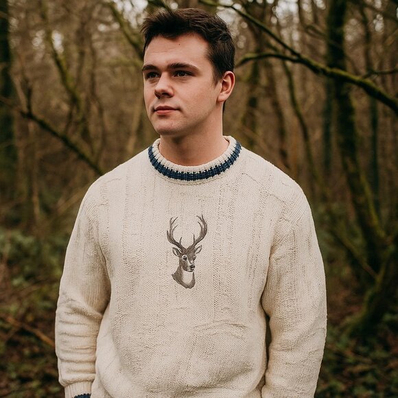 Shenandoah VTG Knit Sweater Buck Deer Embroidered Hunting Outdoors Men’s M - Picture 3 of 8